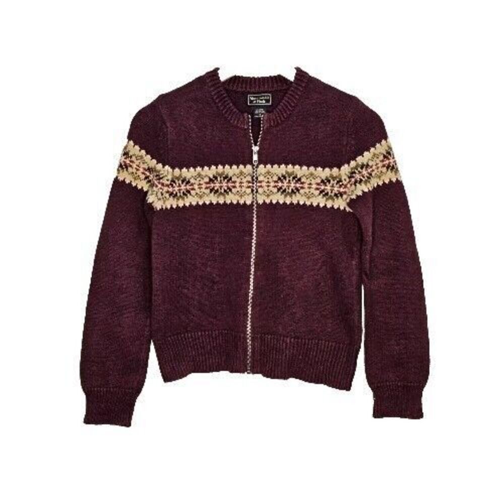 Abercrombie & Fitch Vintage Y2K 90s Knit Cardigan Sweater Nordic Fair Isle Small